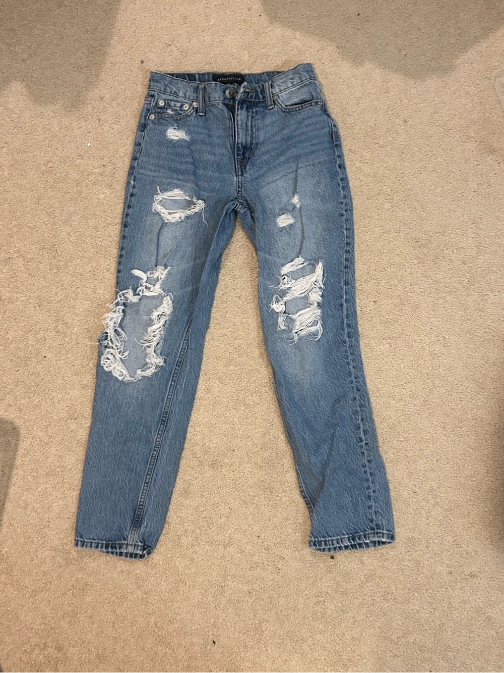Distressed Low-Rise Women's Blue Jeans